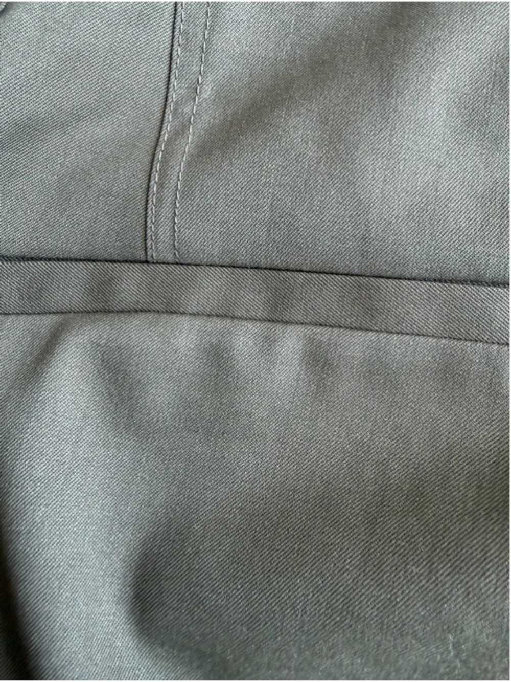 Another Aspect 1.0 Mens Pleated Wool Trousers Grey Green Tapered Sz 46 Italy
